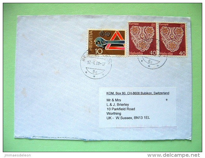 Switzerland 1980 Cover Sent To England - Europa CEPT - Lace - Tool - Covers & Documents