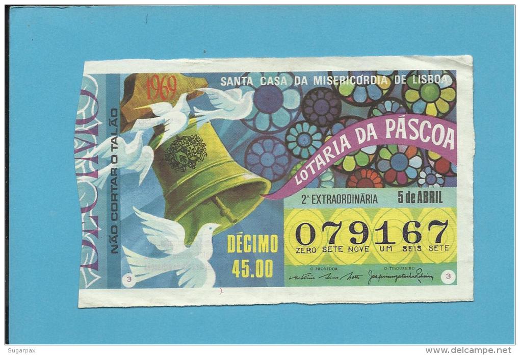 LOTARIA NACIONAL - 2.&ordf; EXT. - 05.04.1969 - PÁSCOA - Portugal - 2 Scans E Description - Lottery Tickets