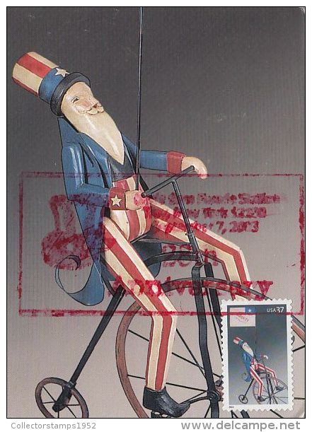 333- UNCLE SAM ON HIGH WHEEL BICYCLE, CARTES MAXIMUM, CM, MAXICARD, 2006, USA - Cartoline Maximum