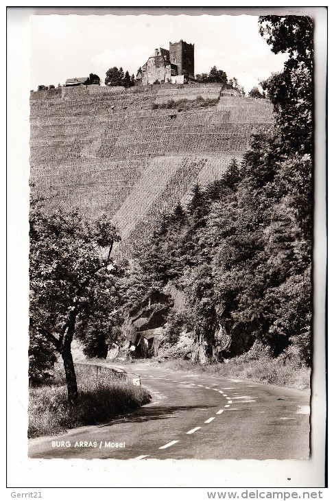 5583 ZELL - ALF, Burg Arras, Bahnpost "Trier-Koblenz", 1960, Rücks. Klebereste - Alf-Bullay