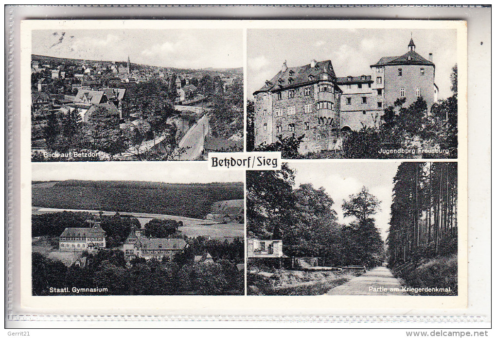 5240 BETZDORF, Panorama, Gymansium, Kriegerdenkmal, Freusburg, 195... - Betzdorf