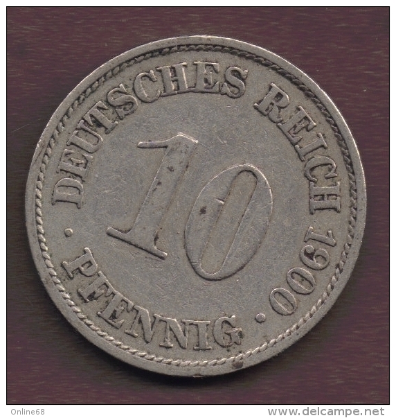 DEUTSCHES REICH 10 PFENNIG 1900 A - 10 Pfennig