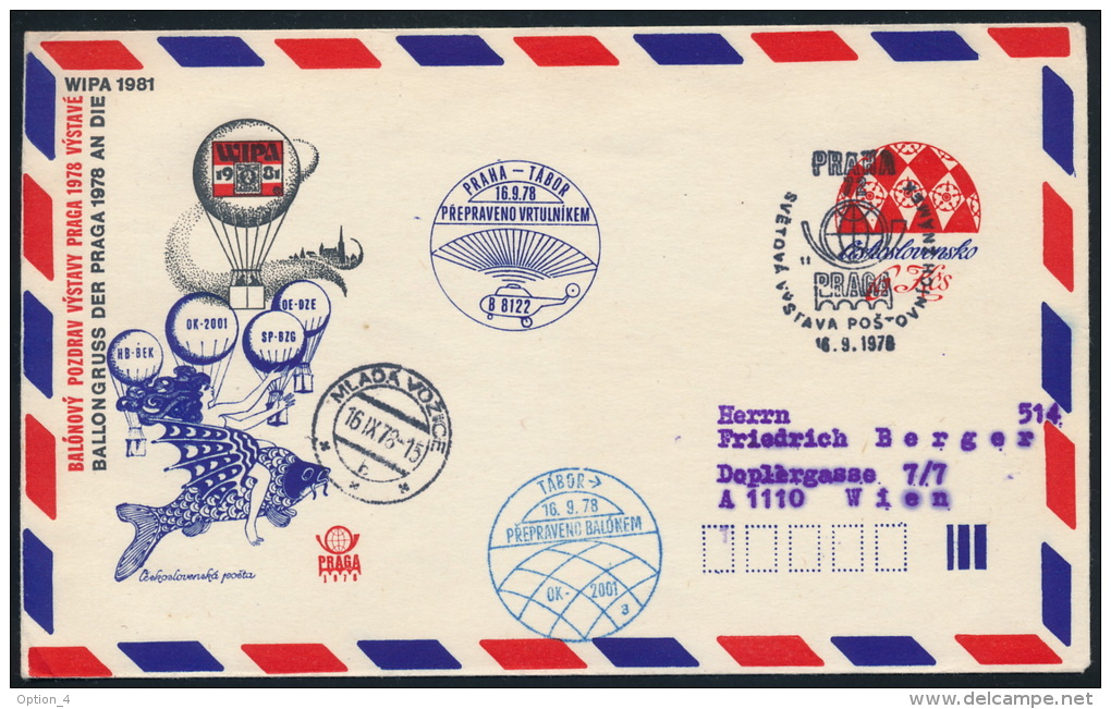 Czechoslovakia CSSR Stationery Balloon Flight Postmark Praga 1978 To Wipa 1981 - Briefe