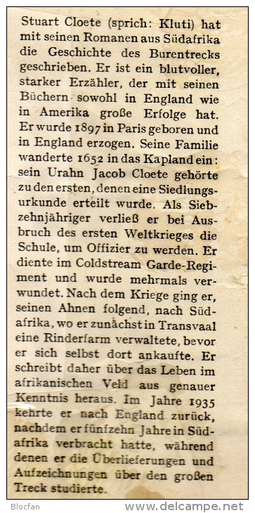 Cloete Klassik Roman Wetterleuchten In Südafrika+Block 7,8,9+12 ** 40€ Bloc Philatelic Ms Ship Sheet Bf South Africa RSA - German Authors