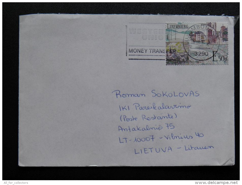 Cover Sent From Luxembourg To Lithuania Special Cancel Western Union - Briefe U. Dokumente