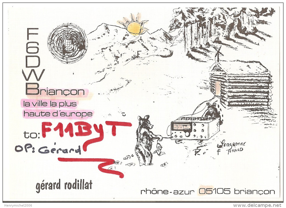 Carte Radio Qsl - F6dwb - Briançon - 05 - Hautes Alpes - Ours - 1991 - Briancon