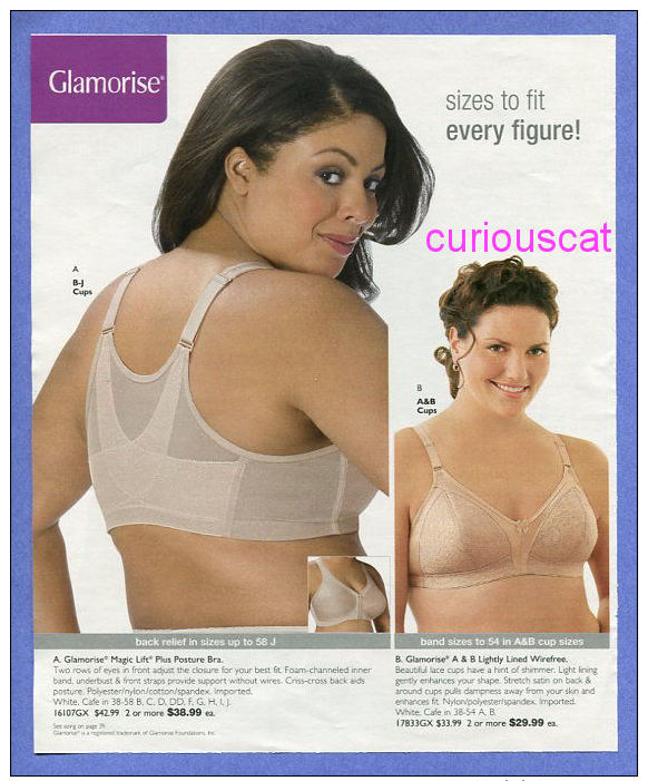 PUBLICITES USA RECLAME ADVERTISEMENT WERBUNG REKLAME PUBBLICITARI PUBLICIDAD For LINGERIE GLAMORISE BRAS BH - Pubblicitari