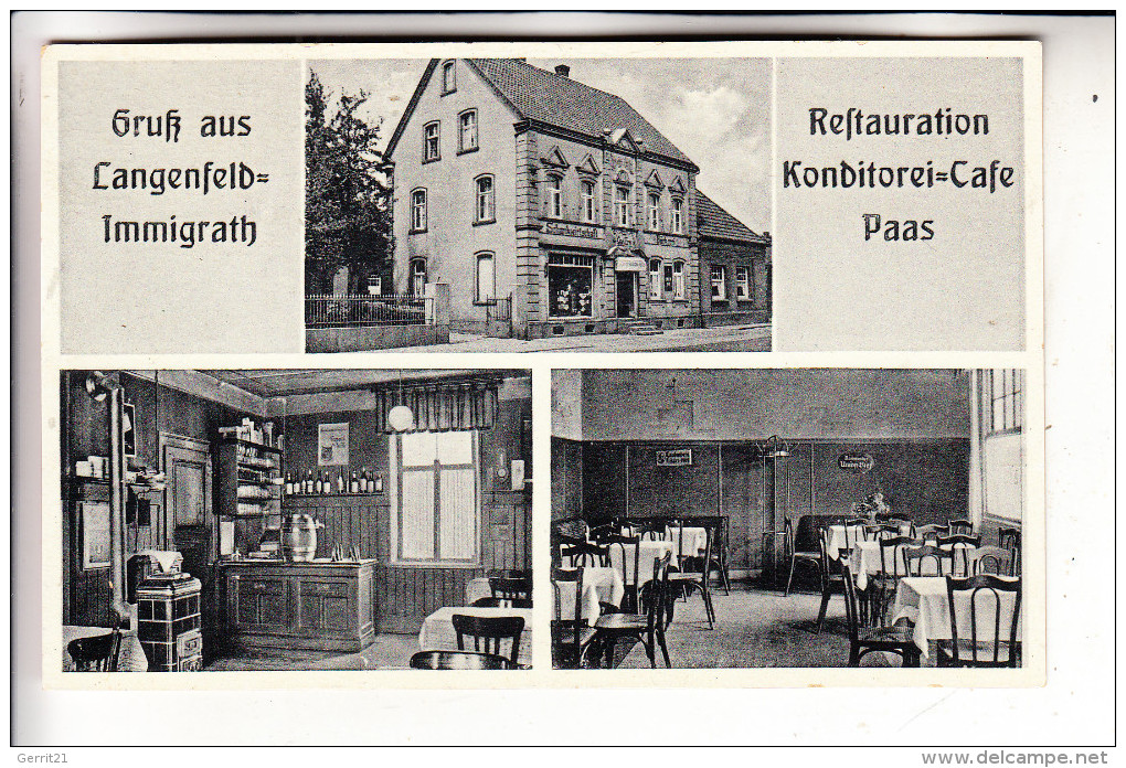 4018 LANGENFELD - IMMIGRATH, Restauration Konditorei Cafe Paas - Langenfeld