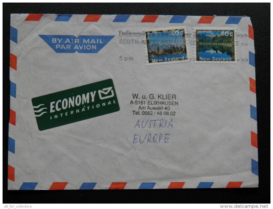 Cover Sent From New Zealand To Austria Landscapes Mountains - Storia Postale