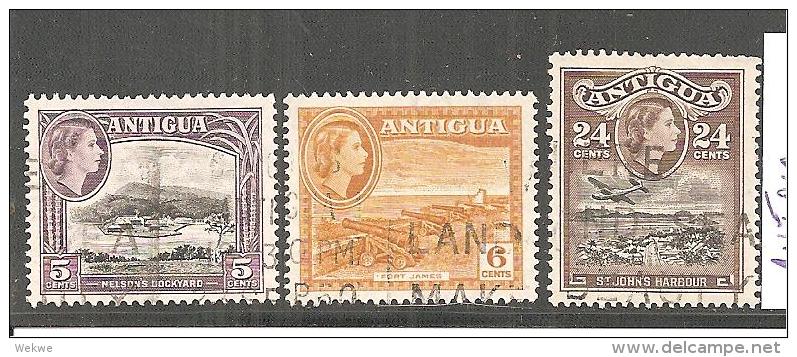 Ant010/  ANTIGUA - Ausgabe 1953, 3 Werte O - 1858-1960 Colonie Britannique