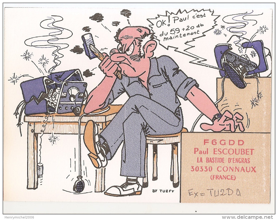 Carte Radio Qsl -connaux - 30 - Gard - Illustrée By Tuzfy - Comicfiguren