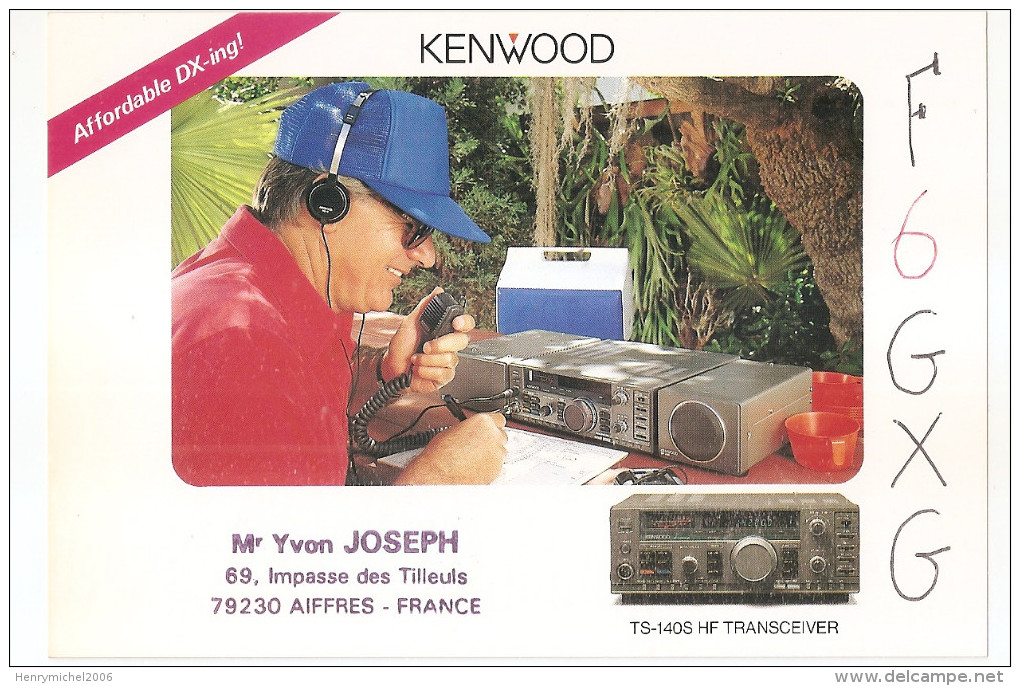 Carte Radio Qsl - Kenwood - Aiffres - 79 - F6gxg - 1989 - Radio Amatoriale