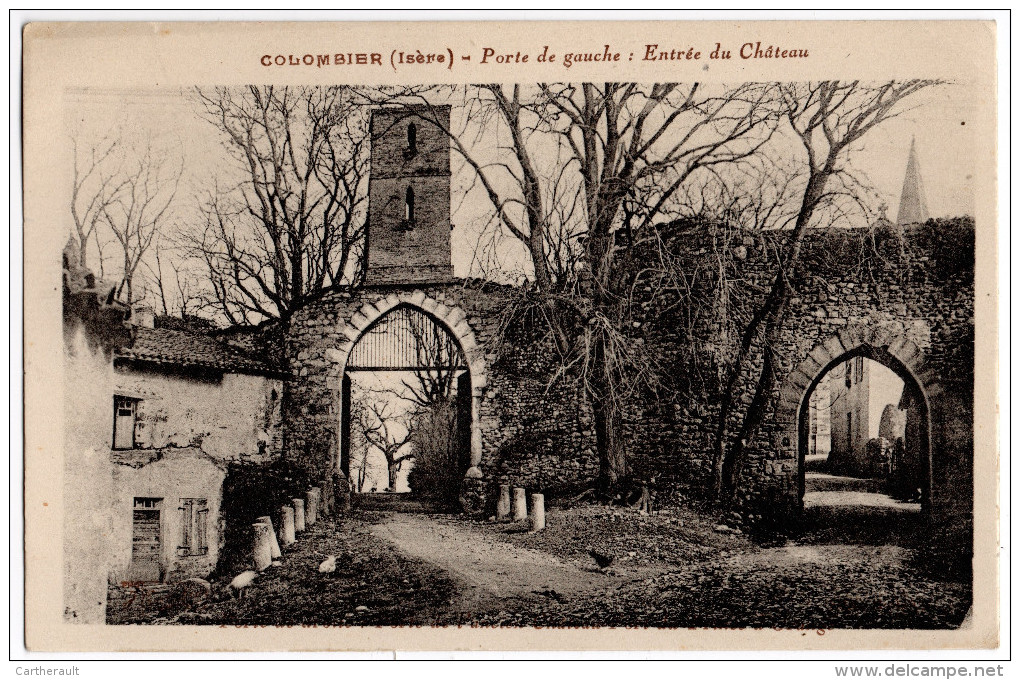 Cpa " COLOMBIER ( Saugnieu ) - Porte De Gauche : Entrée Du Chateau " Non Circulé - Rare - Meyzieu