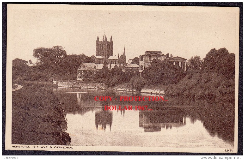 HEREFORD  - The Wye  & Cathedral   + 1950  -   NOT Used -  See The Scans For Condition. ( Originalscan !!! ) - Herefordshire