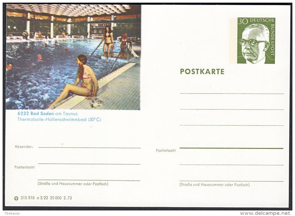 Germany 1973, Illustrated Postal Stationery "Bad Soden", Ref.bbzg - Illustrated Postcards - Mint