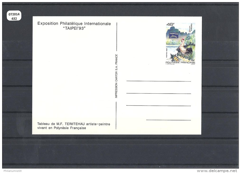 POLYNESIE 1993 - YT EP N° 2CP NEUF SANS CHARNIERE ** (MNH) GOMME D'ORIGINE LUXE - Postal Stationery