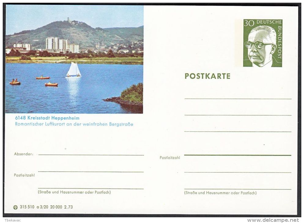 Germany 1973, Illustrated Postal Stationery "Kreisstadt Heppenheim", Ref.bbzg - Illustrated Postcards - Mint