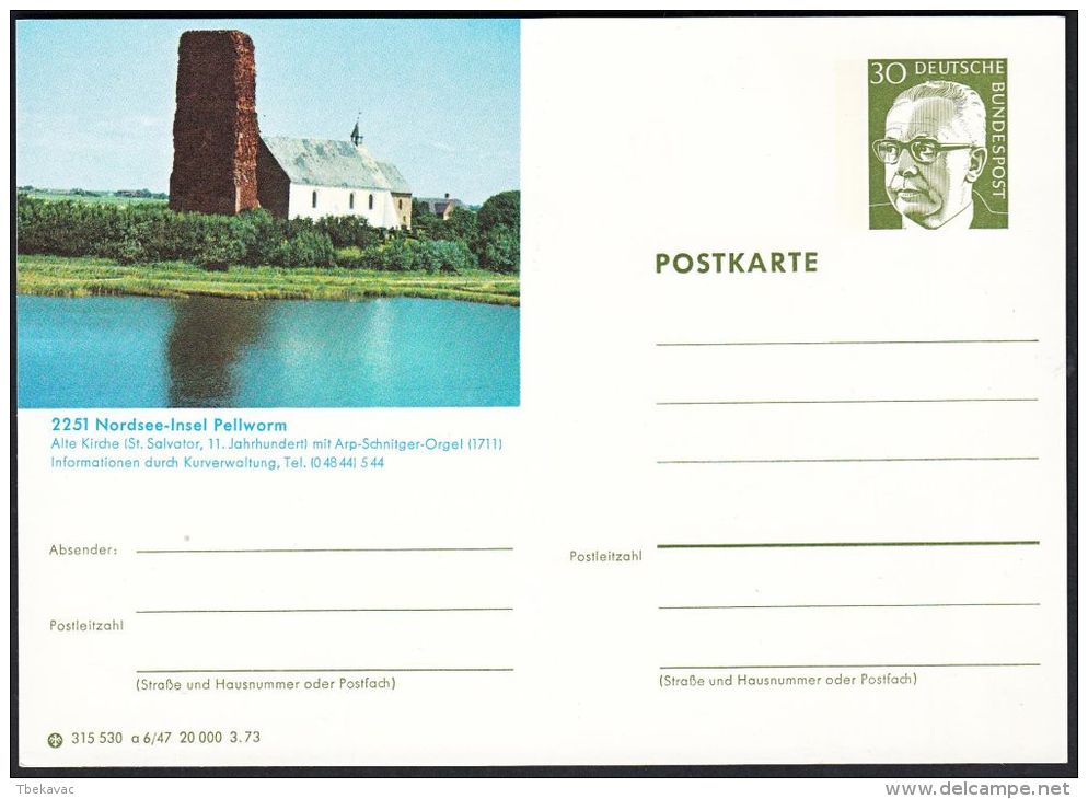 Germany 1973, Illustrated Postal Stationery "North Sea Island Pellworm", Ref.bbzg - Illustrated Postcards - Mint