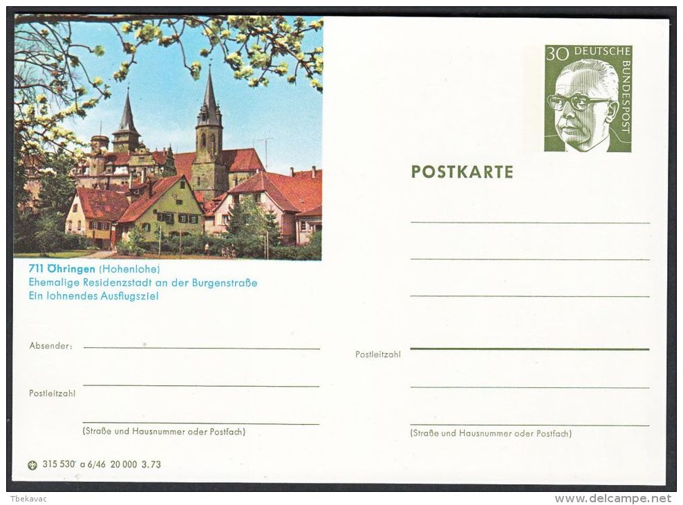 Germany 1973, Illustrated Postal Stationery "Öhringen", Ref.bbzg - Illustrated Postcards - Mint