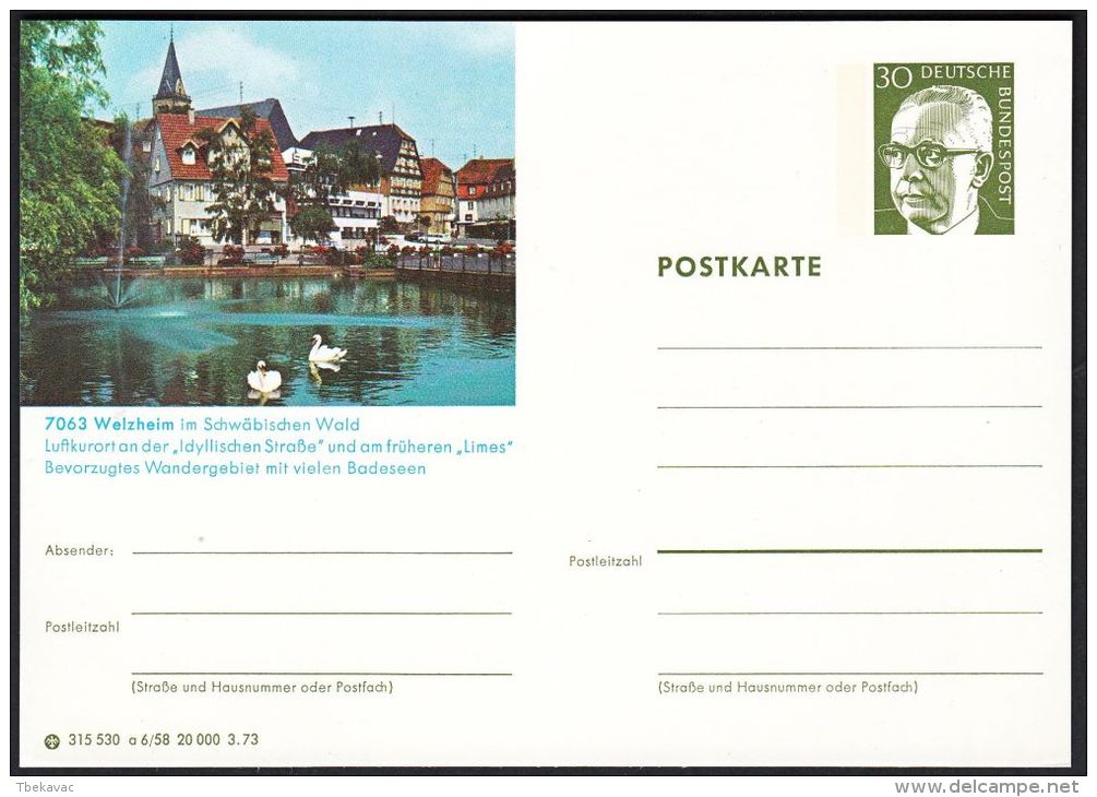 Germany 1973, Illustrated Postal Stationery "Welzheim", Ref.bbzg - Cartes Postales Illustrées - Neuves