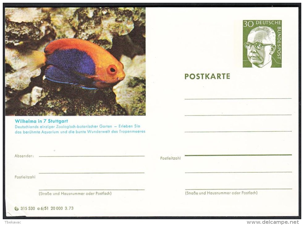 Germany 1973, Illustrated Postal Stationery "Stuttgart ZOO", Ref.bbzg - Geïllustreerde Postkaarten - Ongebruikt