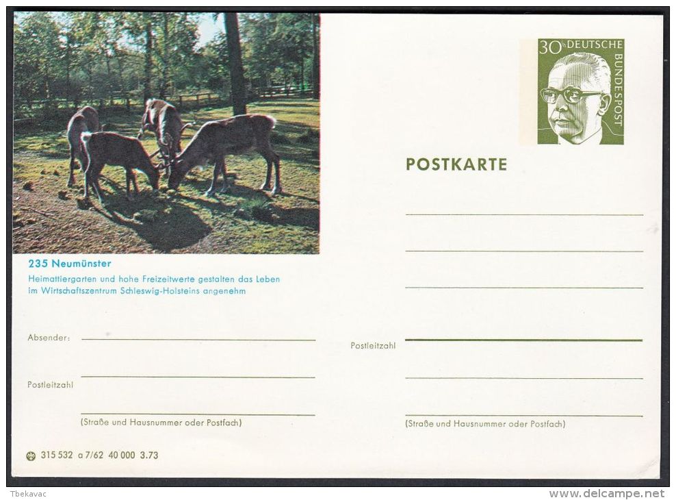 Germany 1973, Illustrated Postal Stationery "Neumunster ZOO", Ref.bbzg - Cartoline Illustrate - Nuovi