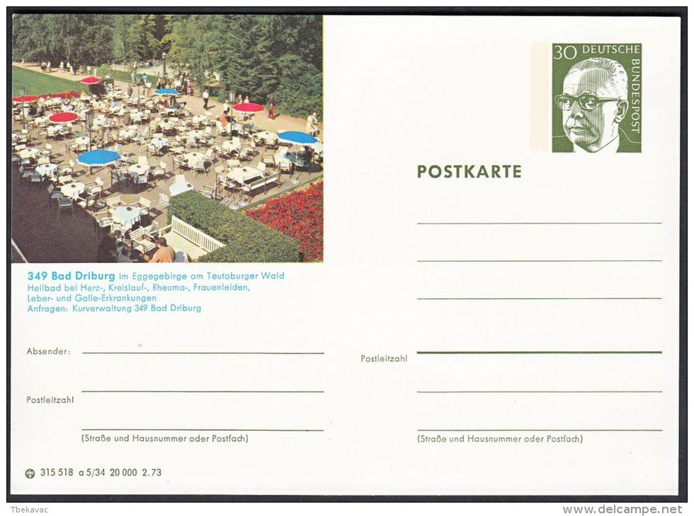 Germany 1973, Illustrated Postal Stationery "Bad Driburg", Ref.bbzg - Illustrated Postcards - Mint