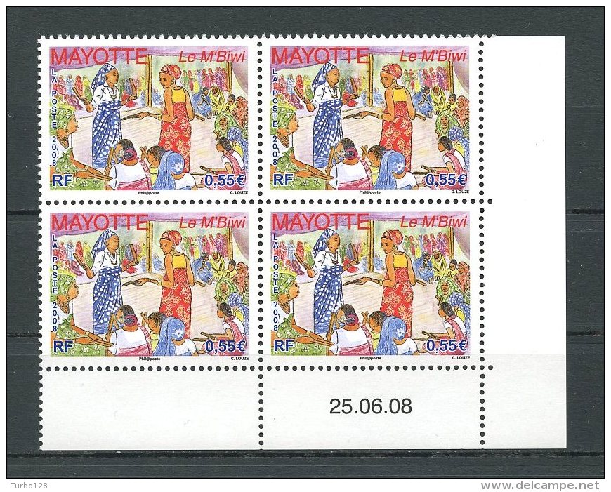 MAYOTTE 2008  N° 217 ** Bloc De 4 Coin Daté Neuf = MNH Superbe Tradition  Danse Du M'Biwi  Dance - Ungebraucht