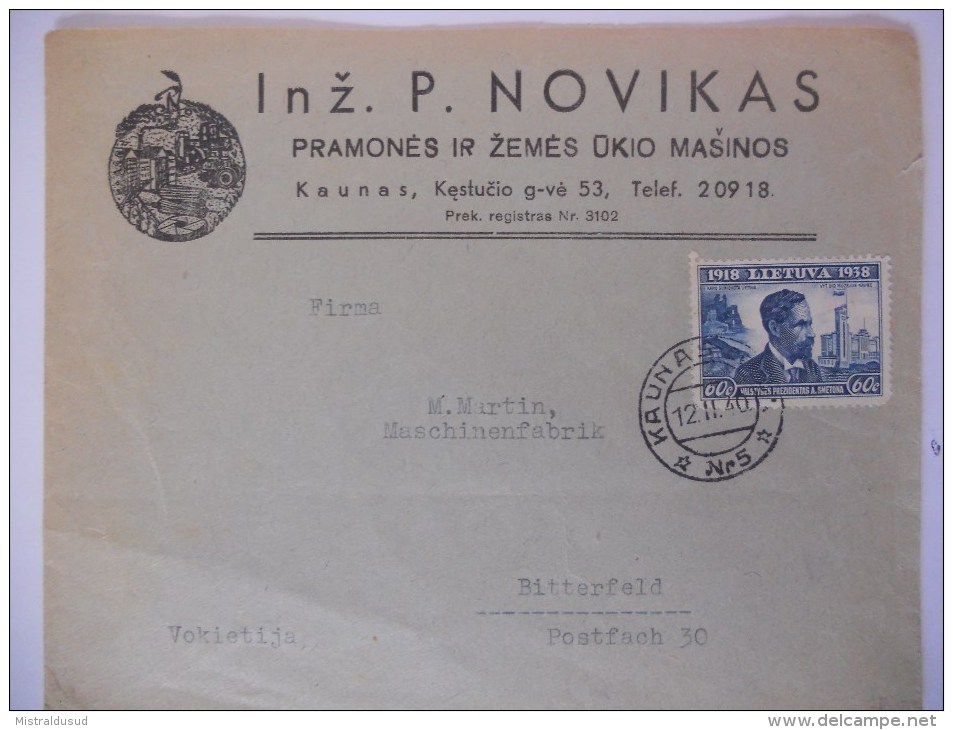 Lituanie Lettre De Kaunas 1940 Pour Bitterfeld Avec Censure - Litauen