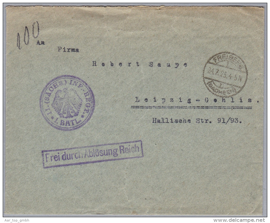 Heimat De SA FREIBERG 1925-7-24 Brief Nach Leipzig"Frei Durch Ablösung Reich" - Briefe U. Dokumente