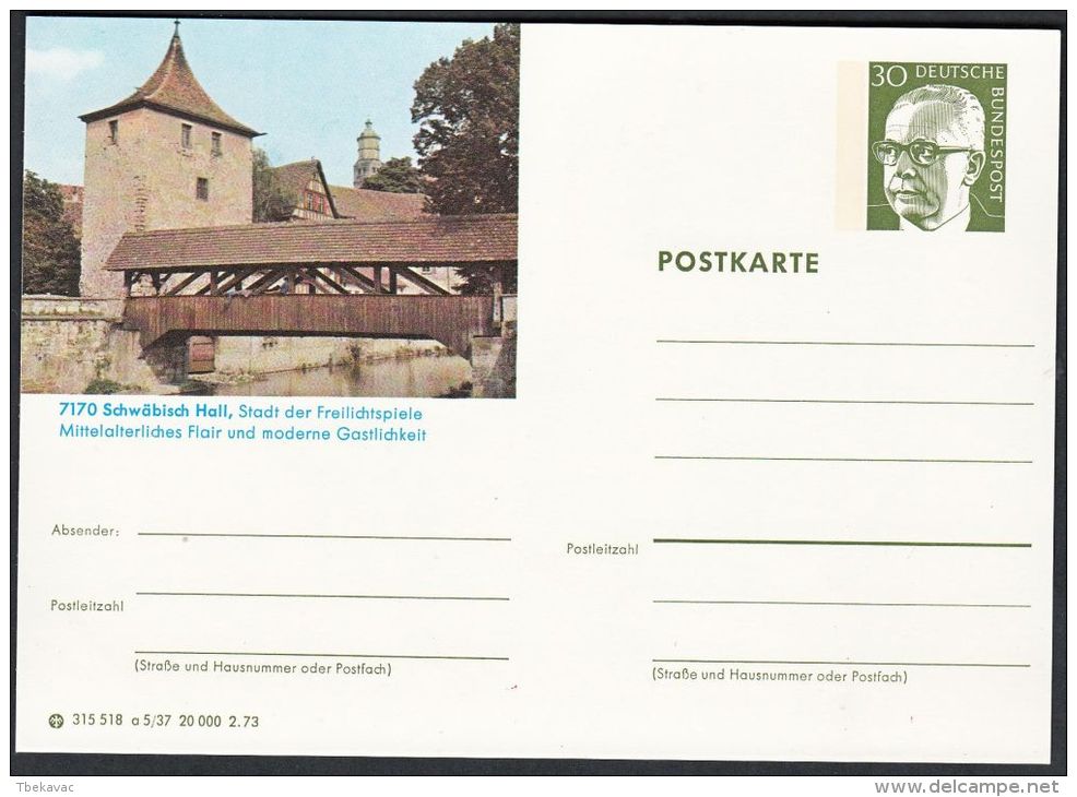 Germany 1973, Illustrated Postal Stationery "Schwäbisch Hall", Ref.bbzg - Cartes Postales Illustrées - Neuves