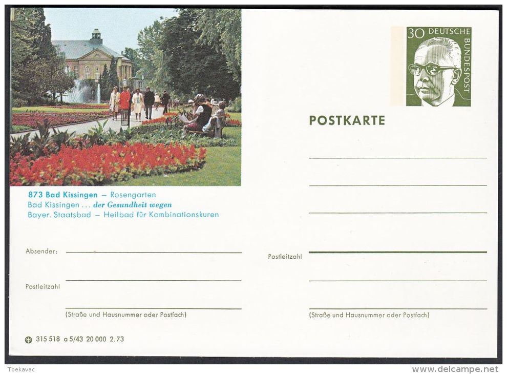 Germany 1973, Illustrated Postal Stationery "Bad Kissingen", Ref.bbzg - Cartes Postales Illustrées - Neuves