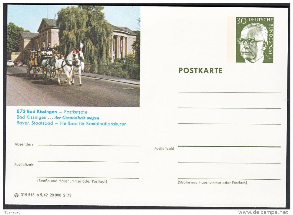 Germany 1973, Illustrated Postal Stationery "Bad Kissingen", Ref.bbzg - Geïllustreerde Postkaarten - Ongebruikt