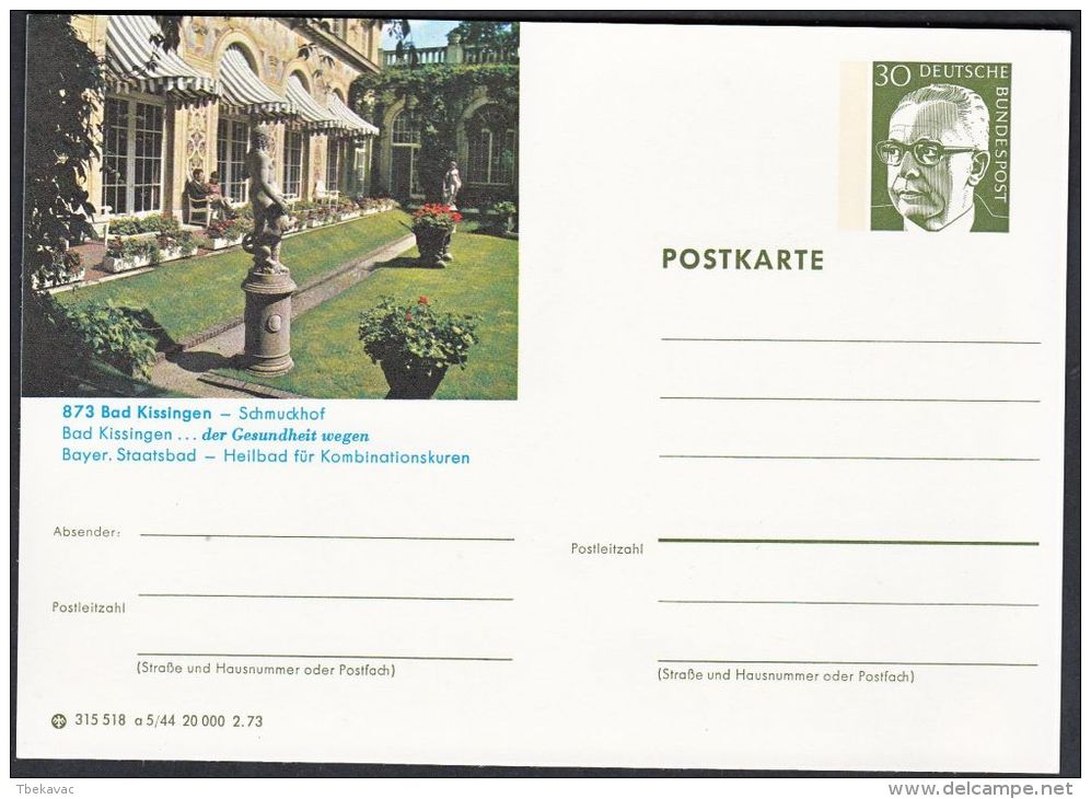 Germany 1973, Illustrated Postal Stationery "Bad Kissingen", Ref.bbzg - Cartoline Illustrate - Nuovi