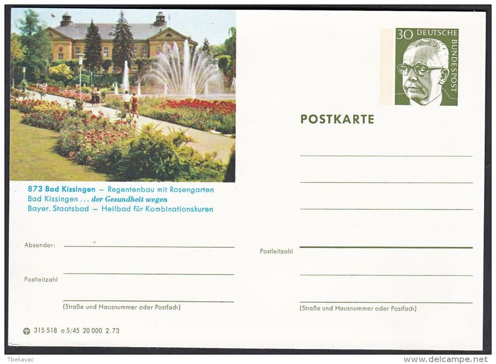 Germany 1973, Illustrated Postal Stationery "Bad Kissingen", Ref.bbzg - Cartes Postales Illustrées - Neuves