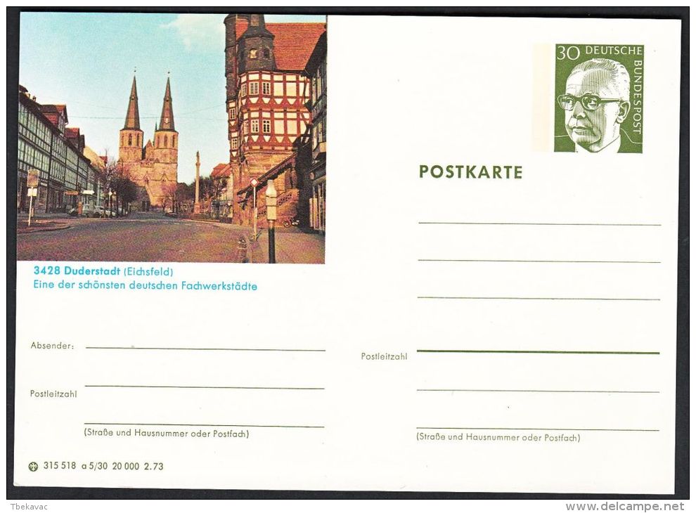 Germany 1973, Illustrated Postal Stationery "Duderstadt", Ref.bbzg - Geïllustreerde Postkaarten - Ongebruikt