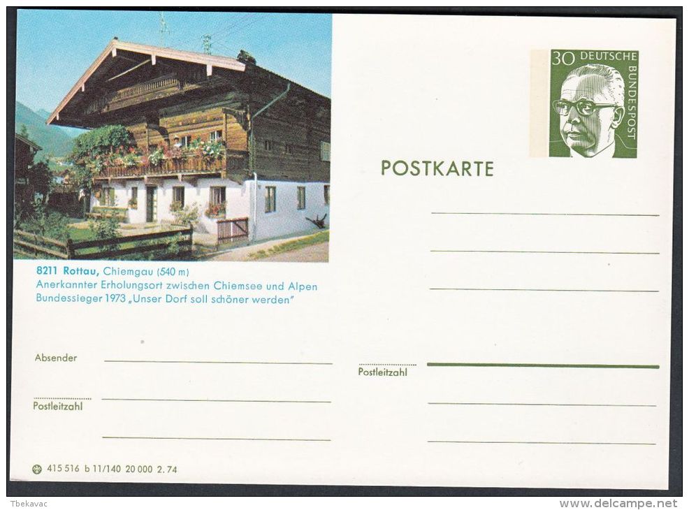 Germany 1974, Illustrated Postal Stationery "Rottau", Ref.bbzg - Cartoline Illustrate - Nuovi