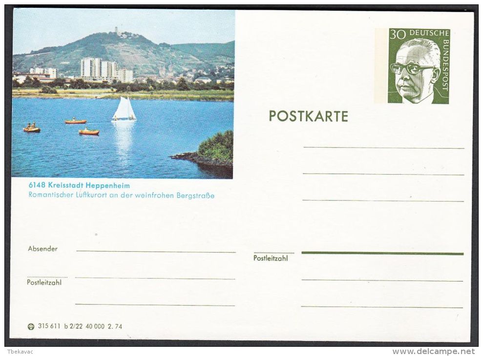 Germany 1974, Illustrated Postal Stationery "Heppenheim", Ref.bbzg - Geïllustreerde Postkaarten - Ongebruikt