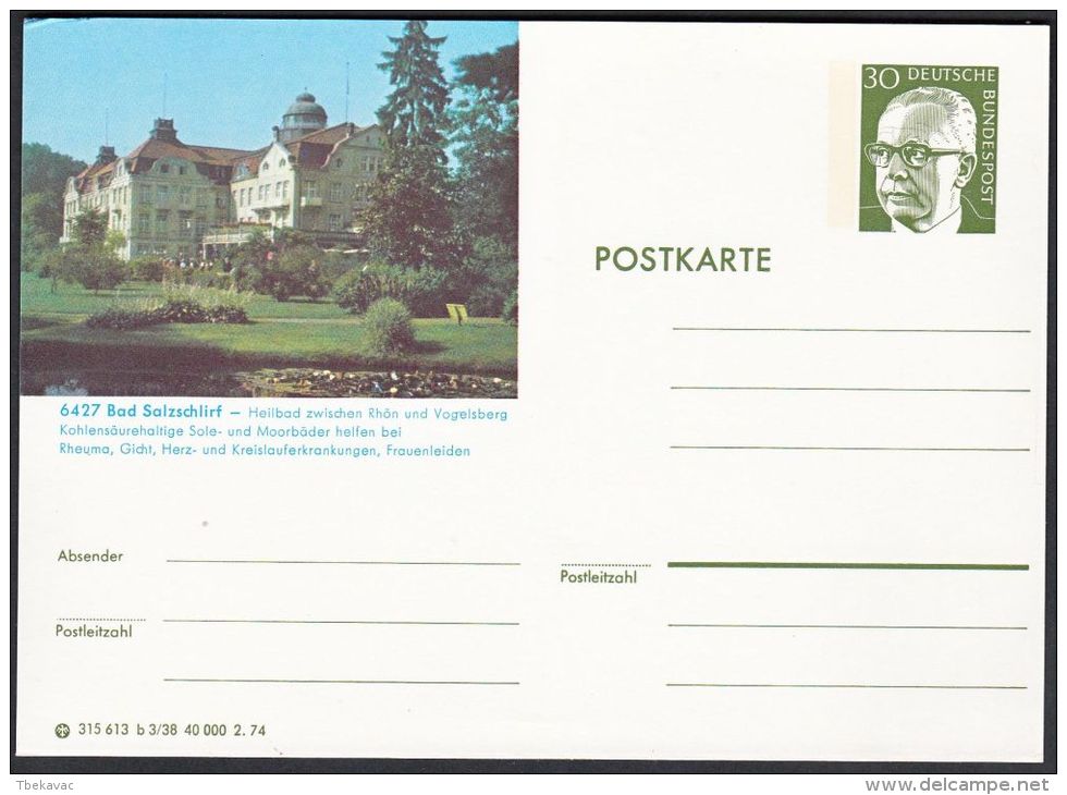 Germany 1974, Illustrated Postal Stationery "Bad Salzschlirf", Ref.bbzg - Cartoline Illustrate - Nuovi