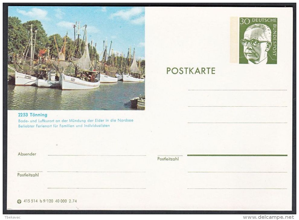 Germany 1974, Illustrated Postal Stationery "Tönning", Ref.bbzg - Geïllustreerde Postkaarten - Ongebruikt