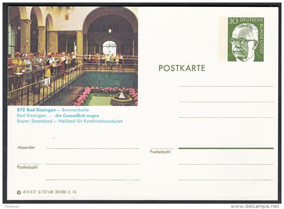 Germany 1974, Illustrated Postal Stationery "Bad Kissingen", Ref.bbzg - Illustrated Postcards - Mint