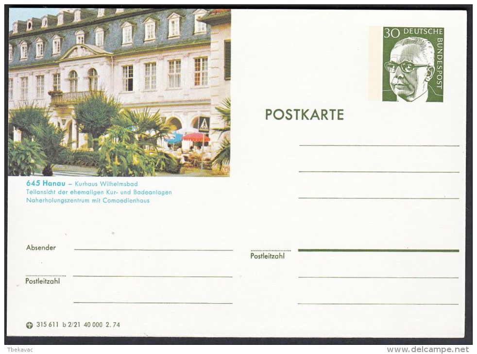 Germany 1974, Illustrated Postal Stationery "Hanau", Ref.bbzg - Geïllustreerde Postkaarten - Ongebruikt
