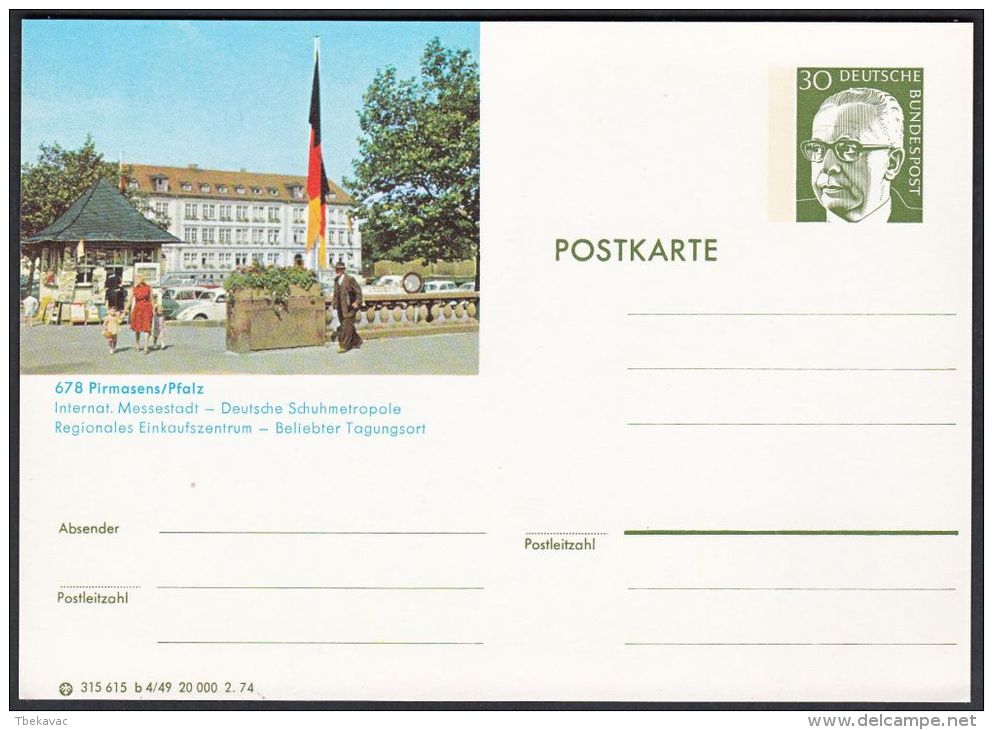 Germany 1974, Illustrated Postal Stationery "Pirmasens", Ref.bbzg - Illustrated Postcards - Mint