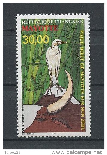 MAYOTTE 1998 PA N° 3 **  Neuf = MNH Superbe Faune Oiseaux Pique Boeuf Birds Fauna Animaux Zébu - Poste Aérienne