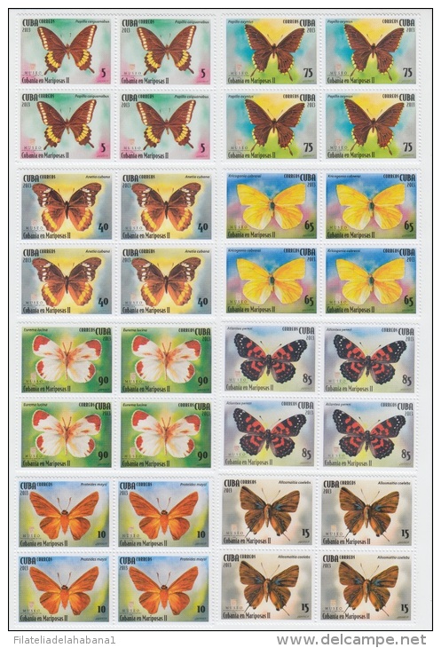 2013.67 CUBA  MNH BUTTERFLIES MARIPOSAS. BLOCK 4 - Unused Stamps