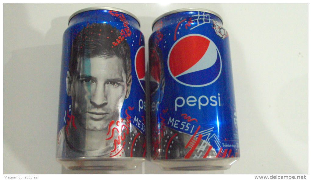 Vietnam Pepsi Cola 330ml Empty Can - World Cup 2014 / Lionel Messi Of Argentina -  Opened At Bottom - Cannettes