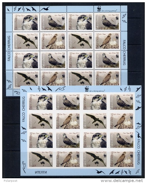 KYRGYZSTAN 2009 579A-582A + 579B-582B WWF FALCON. (10 Sheets) - Unused Stamps