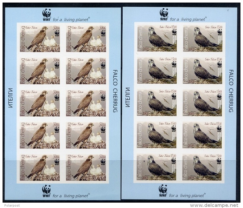 KYRGYZSTAN 2009 579A-582A + 579B-582B WWF FALCON. (10 Sheets) - Unused Stamps