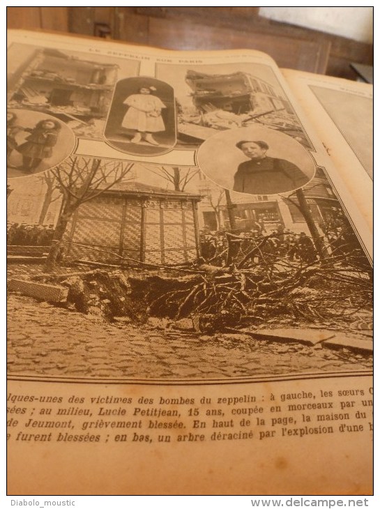 1916 LPDF: Le RAPIDE de CALAIS déraille; Frise-Dompière-Lihons;Karasouli;Dogandjé;BELGIQUE; Zeppelins bombardent PARIS..