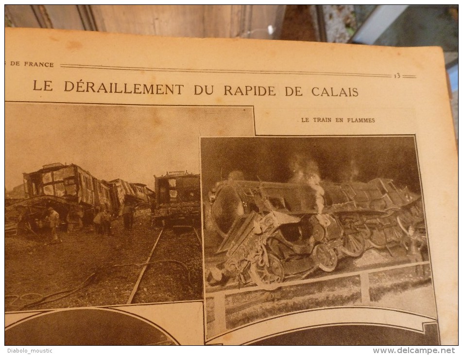 1916 LPDF: Le RAPIDE de CALAIS déraille; Frise-Dompière-Lihons;Karasouli;Dogandjé;BELGIQUE; Zeppelins bombardent PARIS..